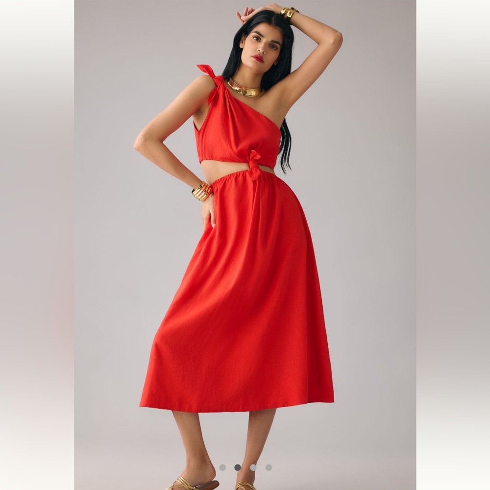 Farm Rio red knot midi dress